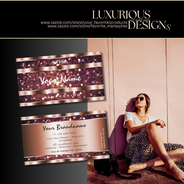Luxury Rose Gold Glitter Sparkle Stars Quality Business Card (Creator Uploaded)