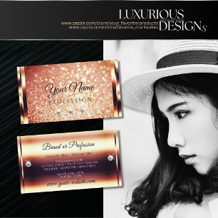 Luxury Rose Gold Glitters Luminous Stars Diamonds Business Card