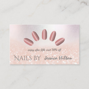 Luxury rose gold glittery ombre Nail salon Business Card