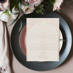 Luxury Rose Gold Mediterranean Tile Wedding Menu