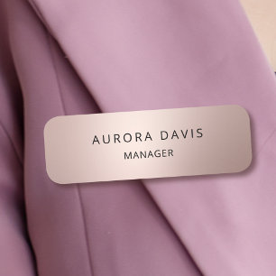 Luxury Rose Gold Metallic Modern Business Name Tag