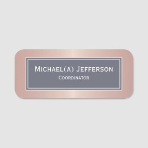 Luxury Rose Gold Metallic Pink & Indigo Dark Blue Name Tag