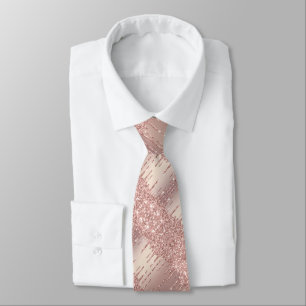 Luxury Rose Gold Neck Tie Blush Glitter Drips
