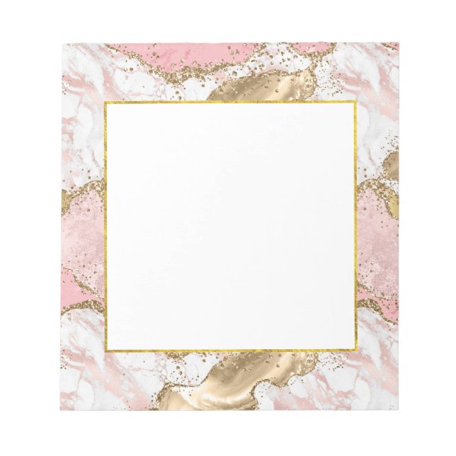 Luxury Rose Gold Pink Marble Design Notepad (Front)