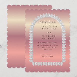 Luxury Rose Gold Scalloped Wedding Invitation - Cu