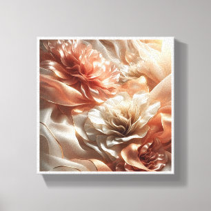 Luxury Rose Gold Silk Flowers - Abstract Fluid Flo Canvas Print