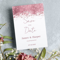 Luxury rose gold silver glitter Save the Date