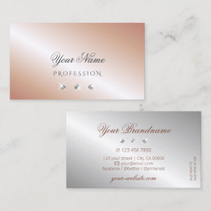 Luxury Rose Gold Silver Sparkle Diamonds Luxe Glam Business Card