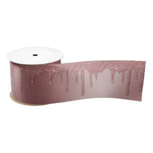 Luxury Rose Gold Sparkle Glitter Drips Satin Ribbo Ribbon