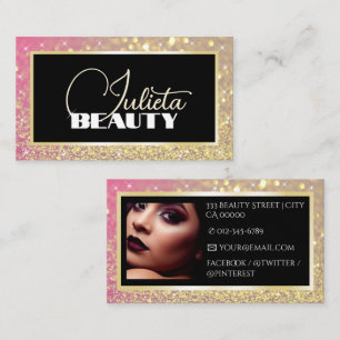Luxury Rose Gold Sparkle Glitter Photo Template Business Card