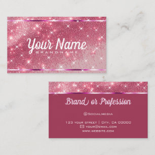 Luxury Rose Pink Glitter Sand Sparkling Stars Chic Business Card