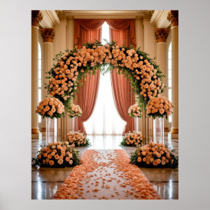 Luxury Rose Wedding Arch With Red Flower Details  Poster