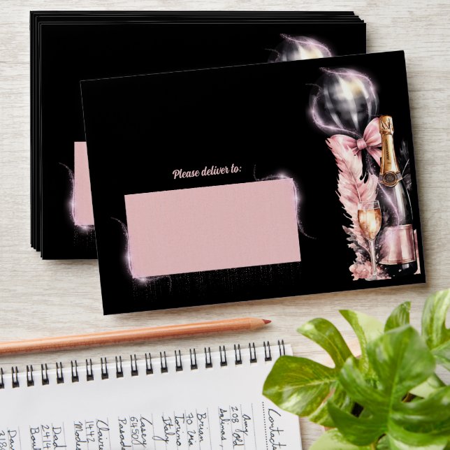 Luxury Rose Wine Adult Birthday Envelope (Stacked)