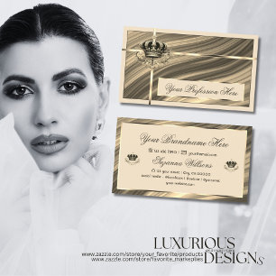 Luxury Royal Beige Gold Crown Luxurious and Noble Business Card