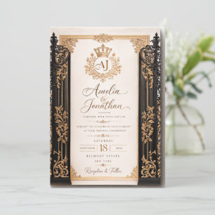 Luxury Royal Black & Gold Wedding Invitation Card