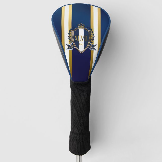 Luxury Royal Blue and White Monogram Golf Head Cover (Front)