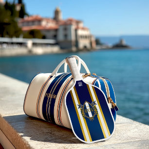 Luxury Royal Blue and White Monogram Pickleball Paddle