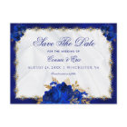 Luxury Royal Blue Gold Floral Roses Wedding