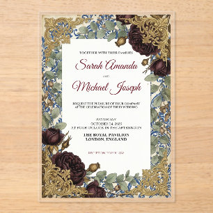 Luxury Royal Blue & Gold Wedding Invitation