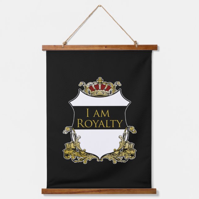 Luxury Royal Crown Crest Gold Shield Hanging Tapestry (Front)