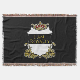 Luxury Royal Crown Crest Gold Shield Regal Throw Blanket