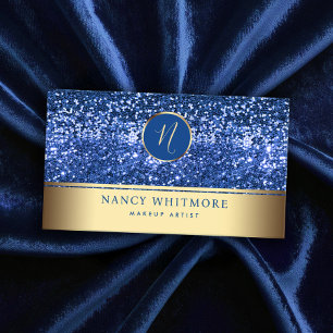 Luxury Royal Gold & Blue Glitter Elegant Business Card