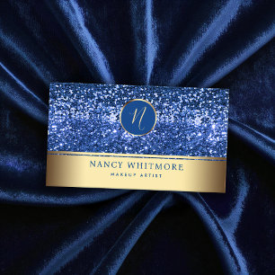 Luxury Royal Gold & Blue Glitter Elegant Business Card