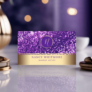 Luxury Royal Gold & Purple Glitter Elegant   Business Card