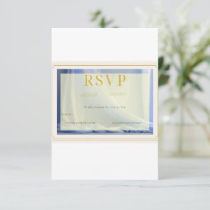 Luxury Royal Navy and Gold Wedding RSVP Card 