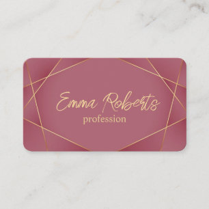 Luxury Royal Pink Texture Golden Lines Business Card