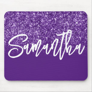 Luxury Royal Purple Glitter Ombre Personalised Mouse Pad