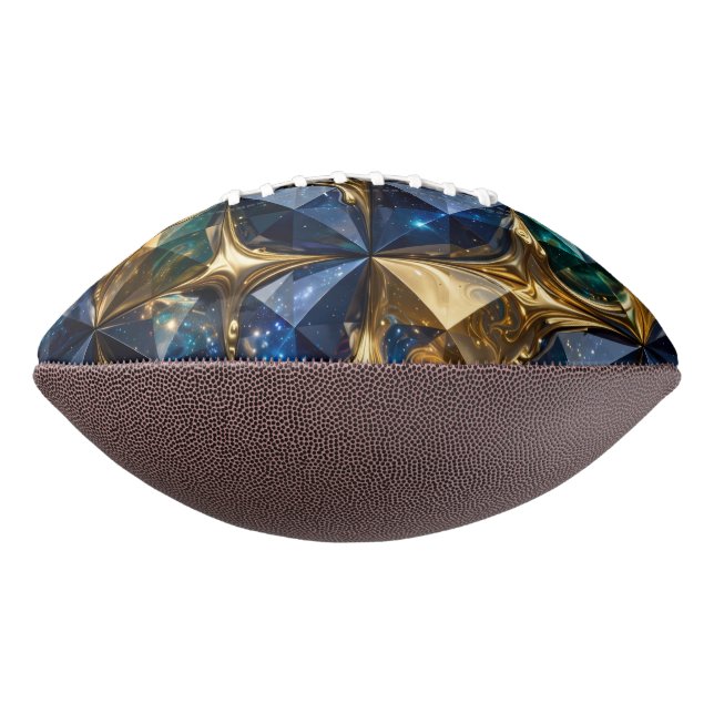 Luxury Ruby Blue Gold Marble Geometric Football (Rotated 270)