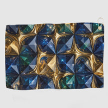 Luxury Ruby Blue Gold Marble Geometric