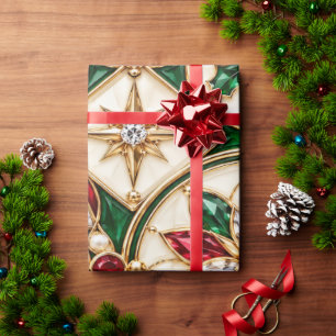 Luxury Ruby Emerald Holiday Wrapping Paper