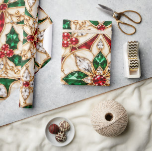 Luxury Ruby Emerald Holiday Wrapping Paper