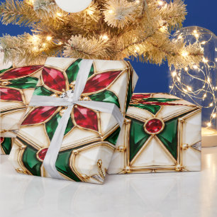 Luxury Ruby Emerald Holiday Wrapping Paper
