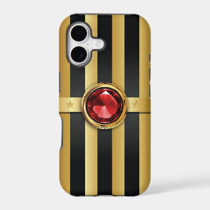 Luxury Ruby Gemstone Gold Stripes iPhone 5 Case