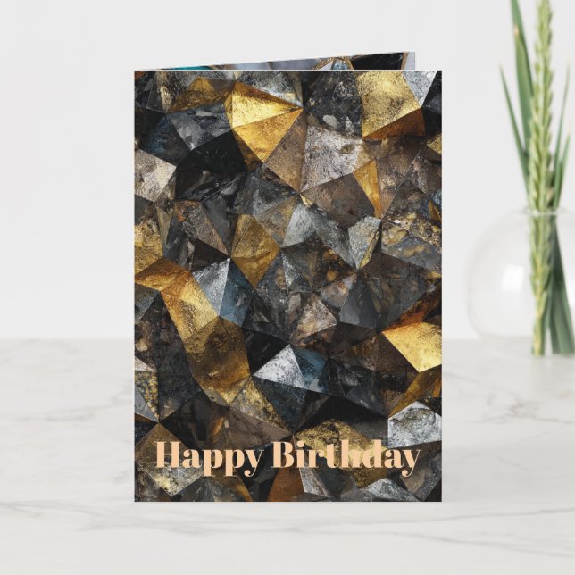 Luxury Ruby Red Black Marble Geometric Mosaic Card (Front)