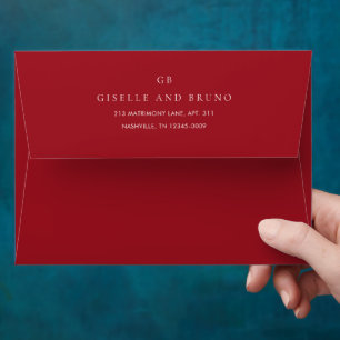 Luxury Ruby Red Elegant Wedding Envelope