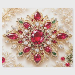 Luxury Ruby Red Jewelled Christmas Wrapping Paper