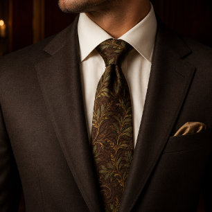 Luxury Rustic Olive Green Brown Old Money Tie
