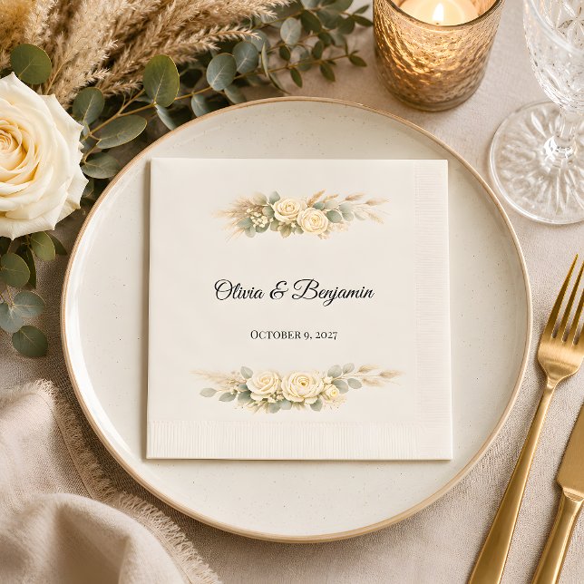 Luxury Rustic Personalised Wedding  Napkin (Part of the lusury rustic wedding theme collection, napkin)