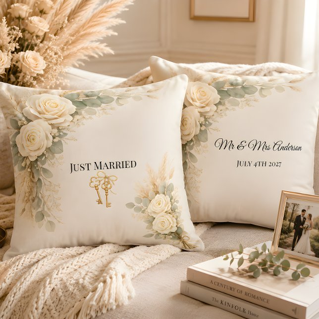 Luxury Rustic Themed Wedding Cushion (Part of the luxury rustic wedding collection, throw pillow, different design on each side. )