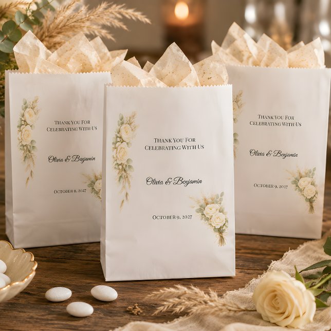 Luxury Rustic With Pampas Grass Florals  Favour Bags (Part of the luxury rustic wedding them collection, favor bags)