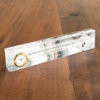 Luxury Sage Gold Marble Plus Clock Realtor Office