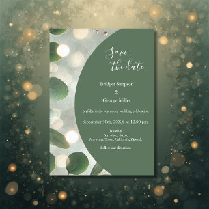 luxury Sage Green Eucalyptus safe the date Wedding Invitation