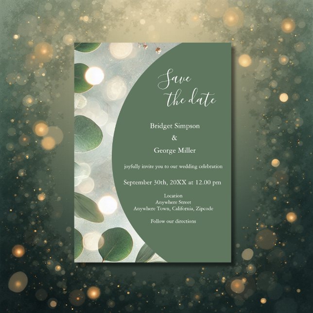 luxury Sage Green Eucalyptus safe the date Wedding Invitation (Creator Uploaded)