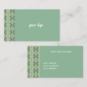 Luxury Sage Green Geometric Tribal Seamless Business Card