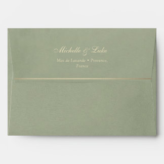 Luxury Sage Green Velvet Gold Personalized Wedding Envelope
