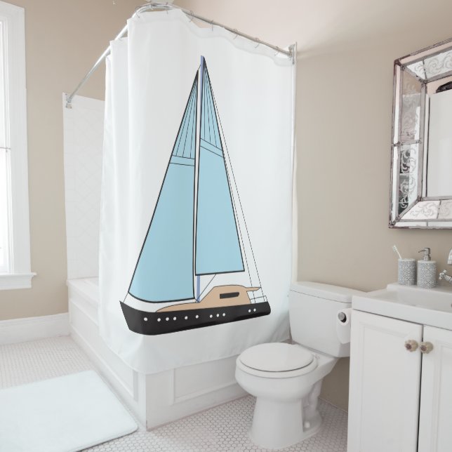 Luxury Sailing Yacht Boat Shower Curtain (In Situ)